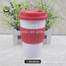 12oz double wall ceramic tumbler with silicon lid